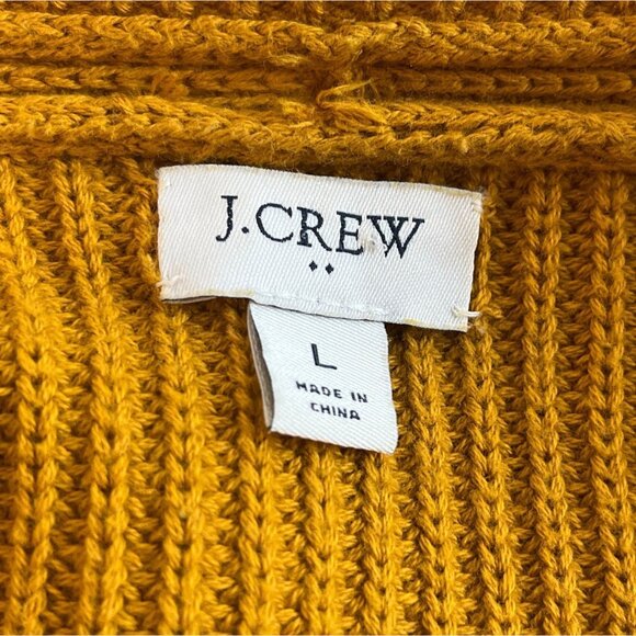 J.Crew Women's Yellow Long Sleeve V- Neck Loose Knitted Sweatshirt Sz L - Picture 4 of 6